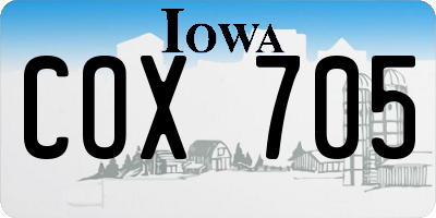 IA license plate COX705