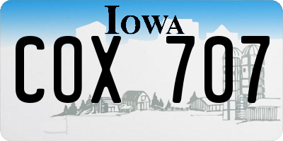 IA license plate COX707