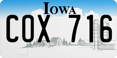 IA license plate COX716