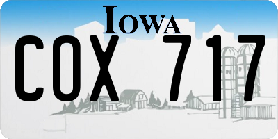 IA license plate COX717