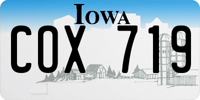 IA license plate COX719