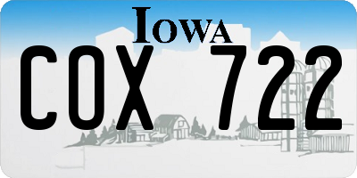 IA license plate COX722