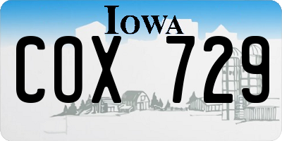 IA license plate COX729