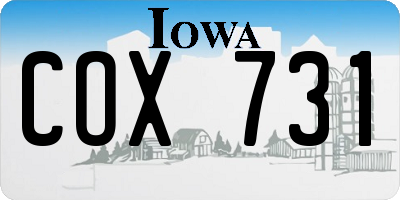 IA license plate COX731