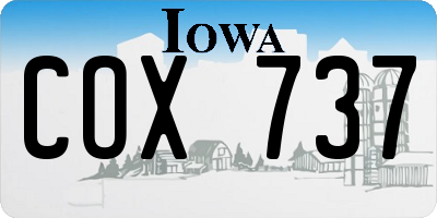 IA license plate COX737