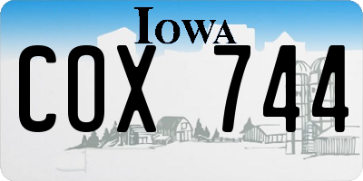 IA license plate COX744