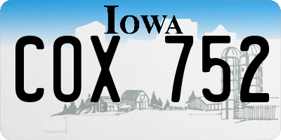 IA license plate COX752
