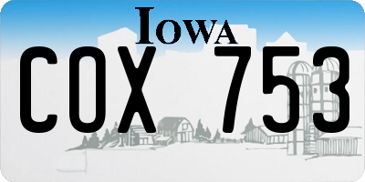 IA license plate COX753