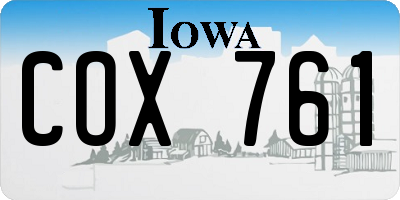 IA license plate COX761