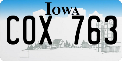 IA license plate COX763