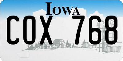 IA license plate COX768