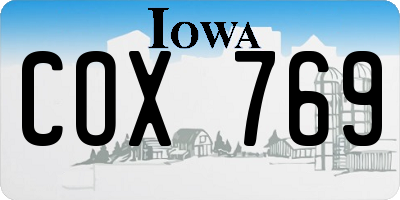 IA license plate COX769