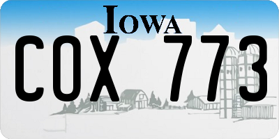 IA license plate COX773