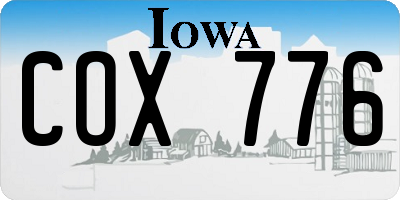 IA license plate COX776