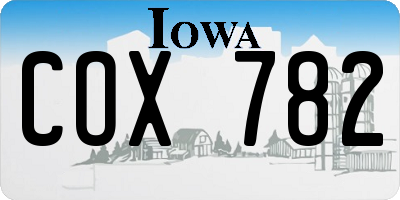IA license plate COX782