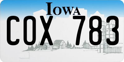 IA license plate COX783