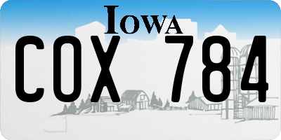 IA license plate COX784