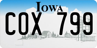 IA license plate COX799