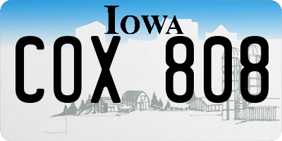 IA license plate COX808