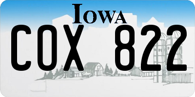 IA license plate COX822