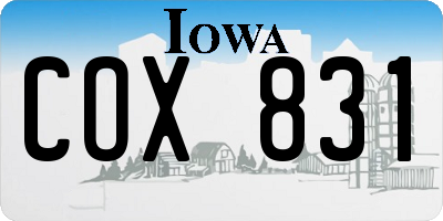 IA license plate COX831