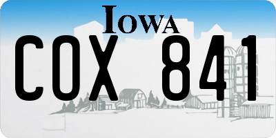 IA license plate COX841