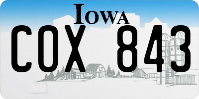 IA license plate COX843