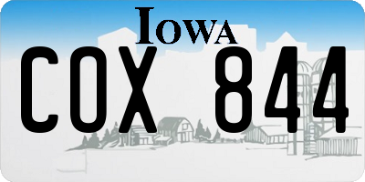 IA license plate COX844