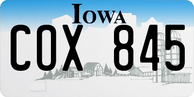 IA license plate COX845