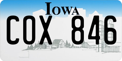 IA license plate COX846