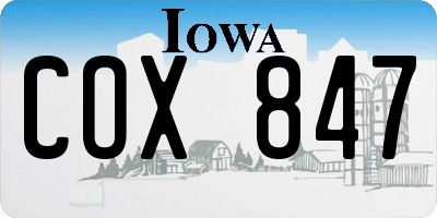 IA license plate COX847