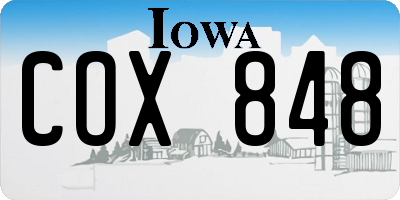 IA license plate COX848