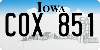 IA license plate COX851