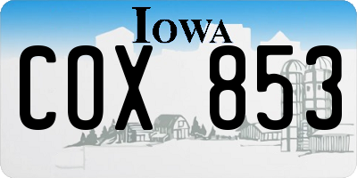 IA license plate COX853