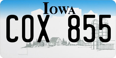IA license plate COX855