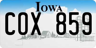 IA license plate COX859