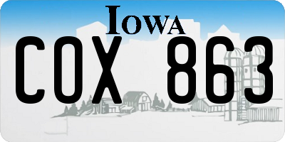 IA license plate COX863