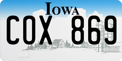 IA license plate COX869