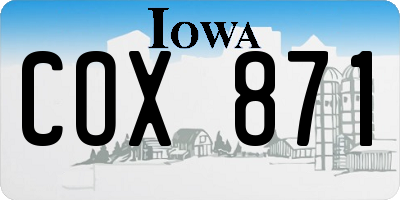 IA license plate COX871