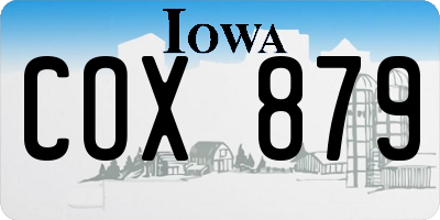 IA license plate COX879