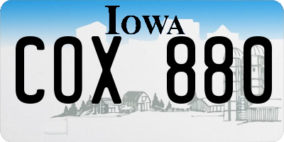 IA license plate COX880