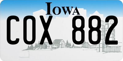 IA license plate COX882
