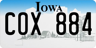 IA license plate COX884