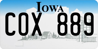 IA license plate COX889