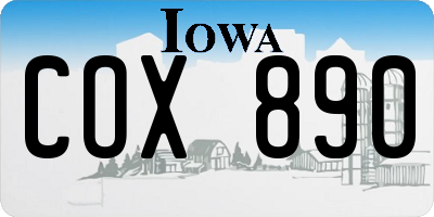 IA license plate COX890