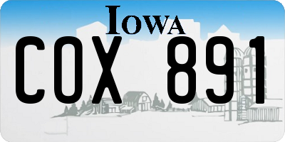 IA license plate COX891