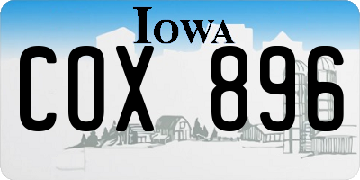 IA license plate COX896