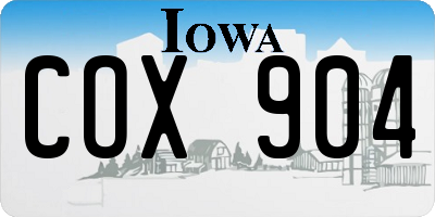 IA license plate COX904
