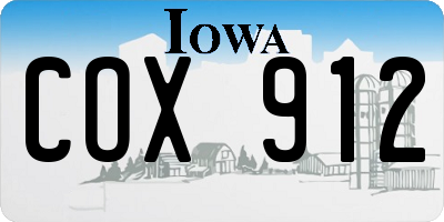 IA license plate COX912