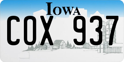 IA license plate COX937